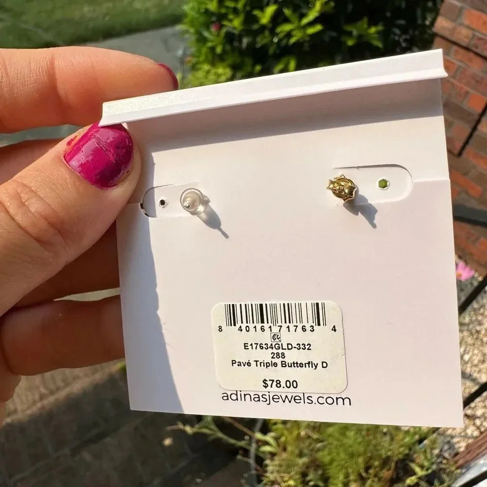 Anthropologie Butterfly Gold Zirconia Earrings - Picture 6 of 9
